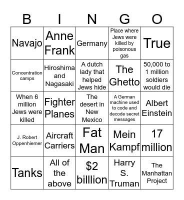 #9 Test Bingo Card