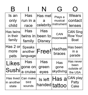 Find someone who... Bingo Card