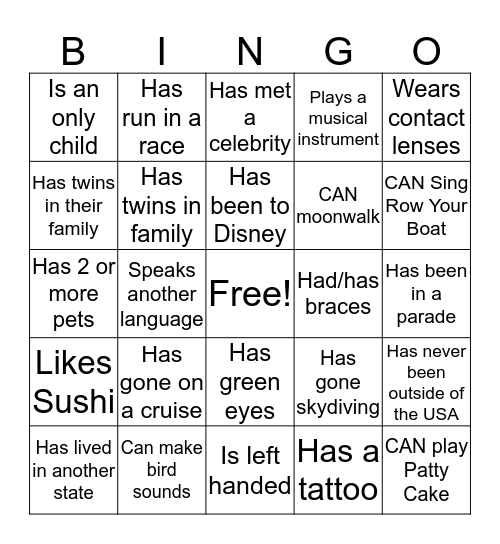 Find someone who... Bingo Card
