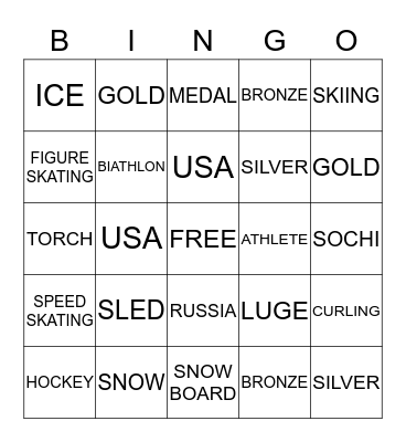 WINTER OLYMPICS Bingo Card