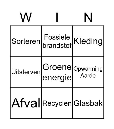 Bingo Milieu Bingo Card