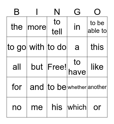 spanish 1 Bingo Card