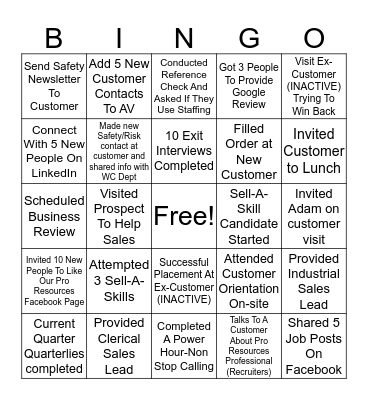 Staffing "Pro" Bingo Card