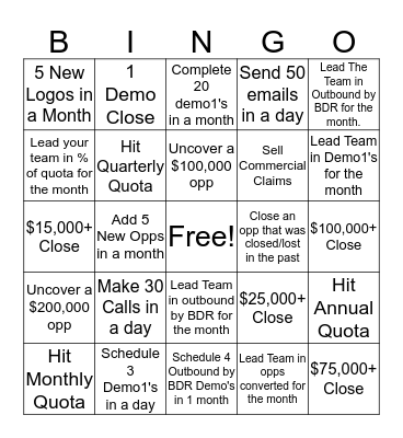 Definitive Sales Bingo Card