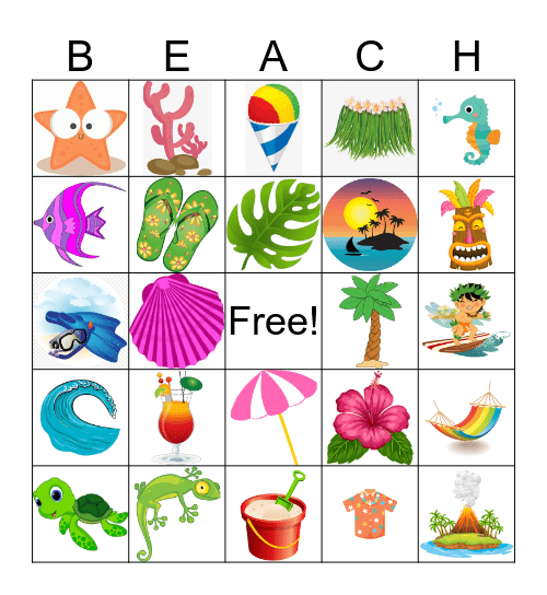 Beach Bingo Card