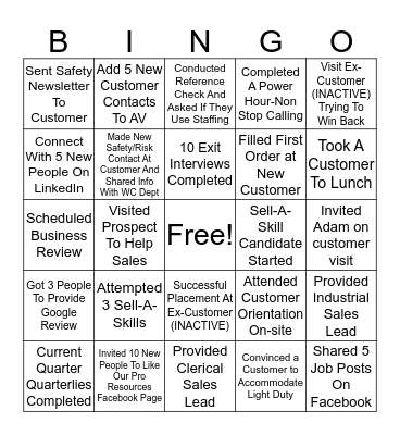 Staffing "Pro" Bingo Card