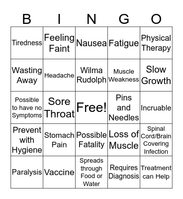 Polio Bingi Bingo Card