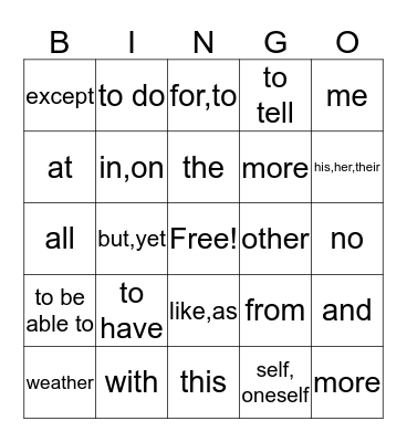 Spanish 2 Bingo Card