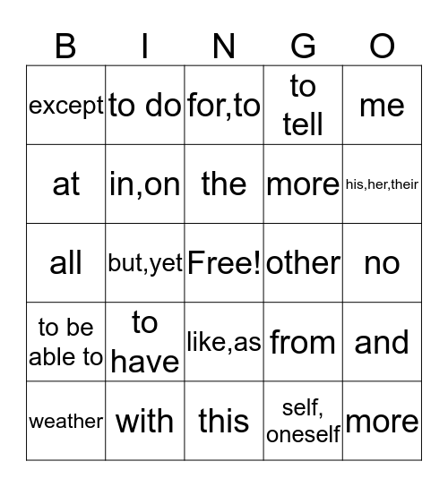 Spanish 2 Bingo Card