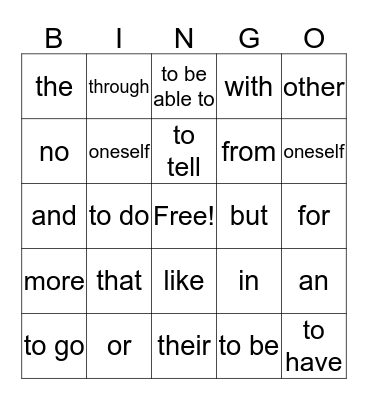 Spanish 2 Bingo Card