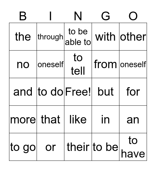 Spanish 2 Bingo Card