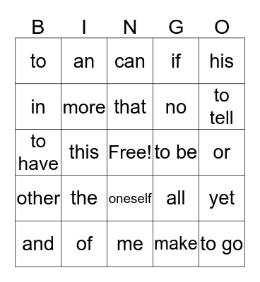Spanish 2 Bingo Card