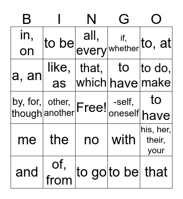 Spanish 2 Bingo Card
