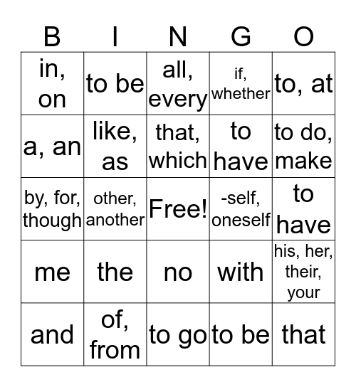 Spanish 2 Bingo Card