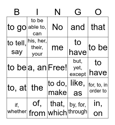 Spanish II Bingo Card