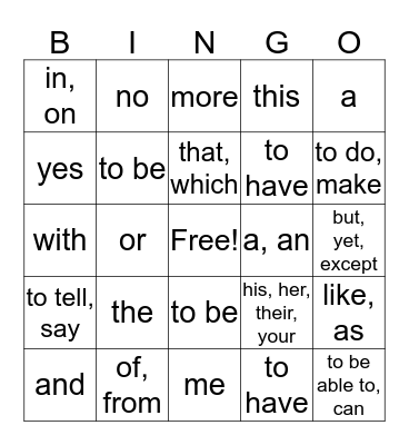 spanish 2 Bingo Card