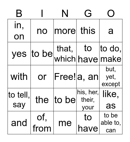 spanish 2 Bingo Card
