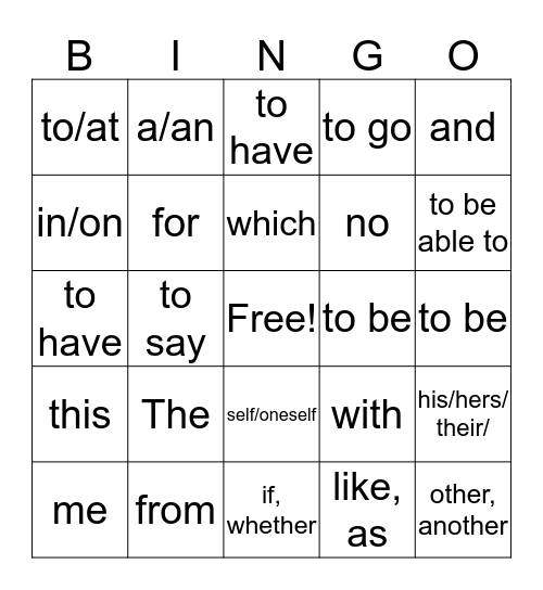 Spanish 2  Bingo Card