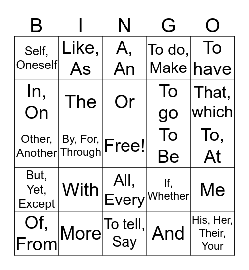 Spanish 2 Bingo Card