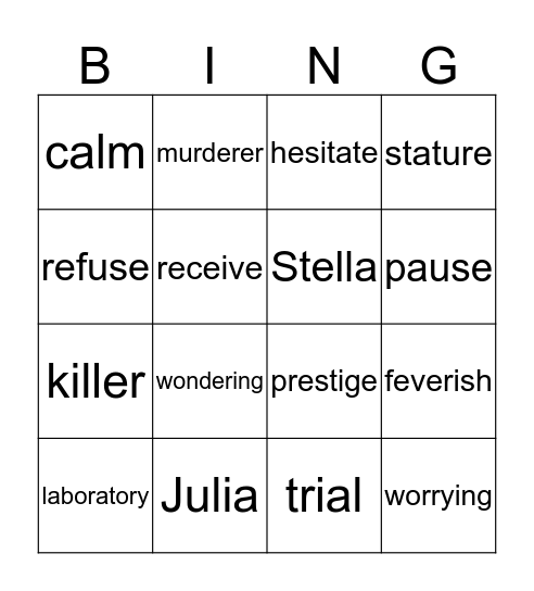 Chap. 4 Bingo Card