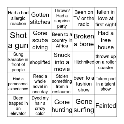 Getting to Know You Bingo Card