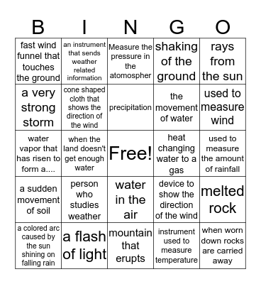 WEATHER Bingo Card