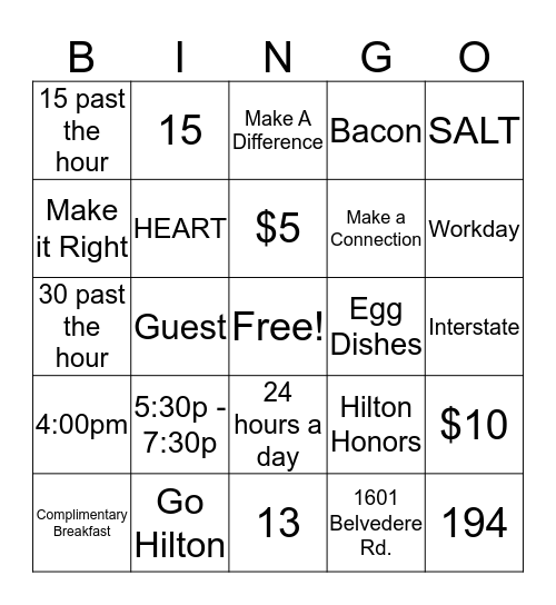 Embassy BINGO Card