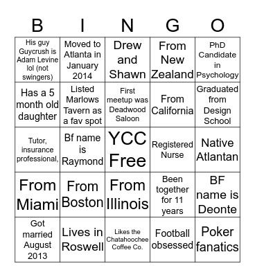 YCC Wine Tasting Event! Bingo Card