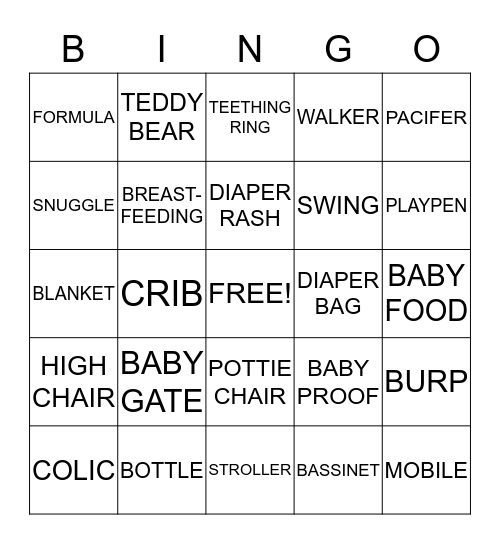 Baby Bingo Card