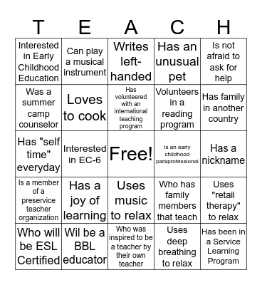 Find Someone Who Bingo Card