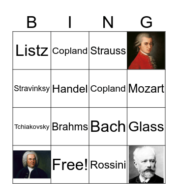 Composer Bingo Card