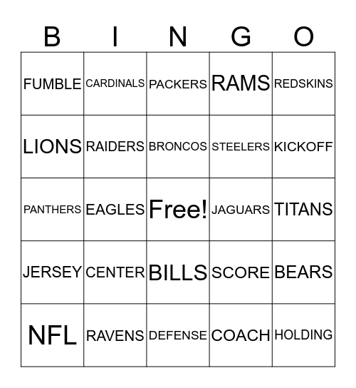 TEAMS & TERMS Bingo Card