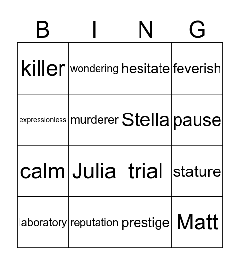 Chap. 4 Bingo Card