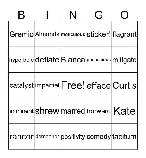 Sets 7 and 8 Bingo Card