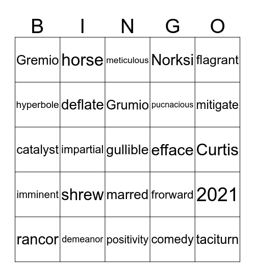 Sets 7 and 8 Bingo Card
