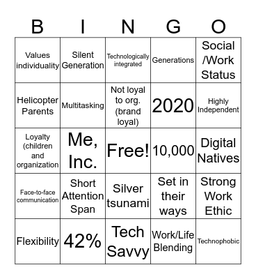 Intergenerational Bingo Card