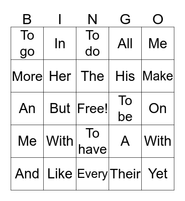 Spanish Bingo Card