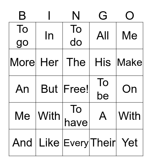 Spanish Bingo Card