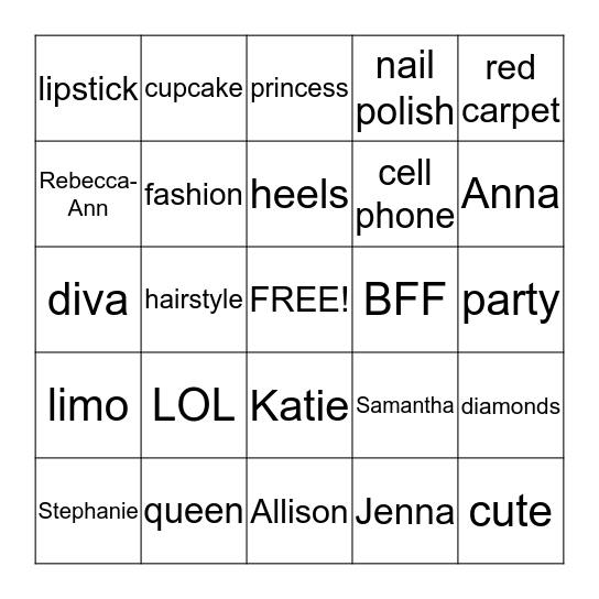 Diva BINGO Card