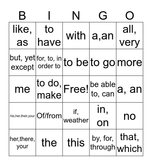 Spanish bingo.  Bingo Card