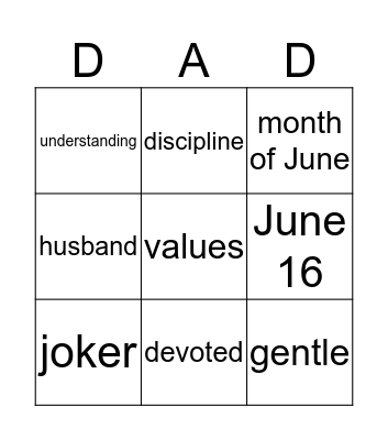 Father's Day! Bingo Card