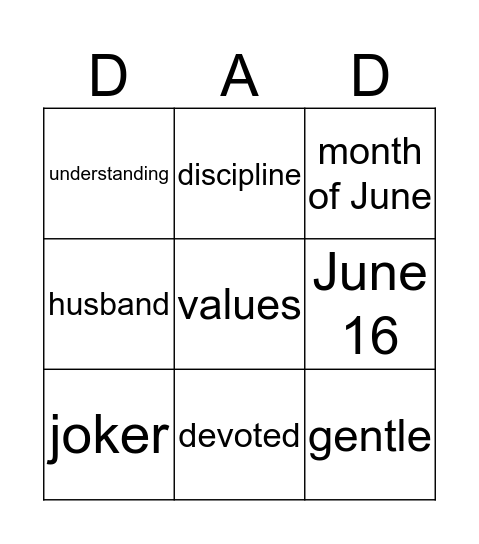 Father's Day! Bingo Card