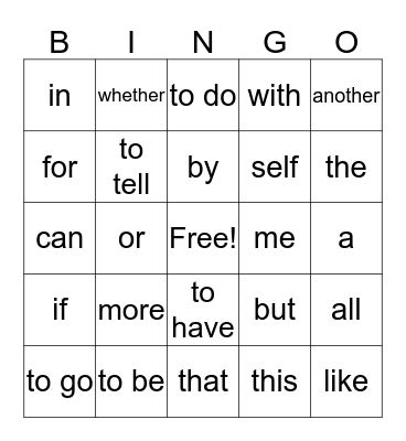 Spanish 1 Bingo Card