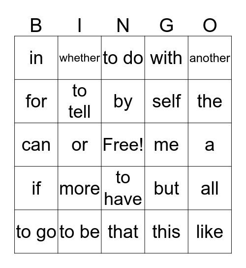 Spanish 1 Bingo Card