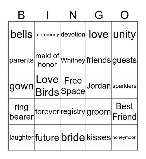 Mr. and Mrs. Kerr Wedding Bingo Card