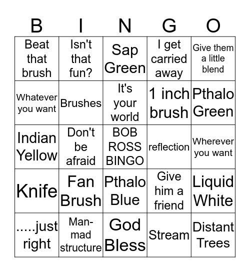 Bob Ross Bingo Card