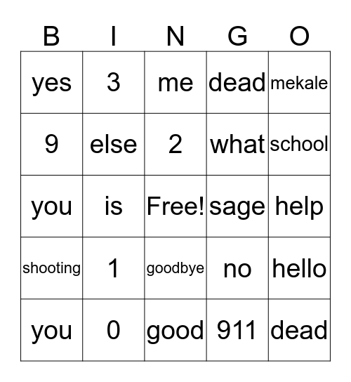 German bingo Card