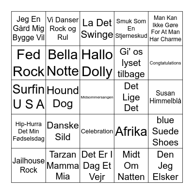 Tillykke Ulla Bingo Card