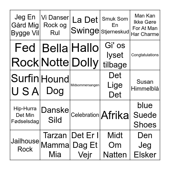 Tillykke Ulla Bingo Card