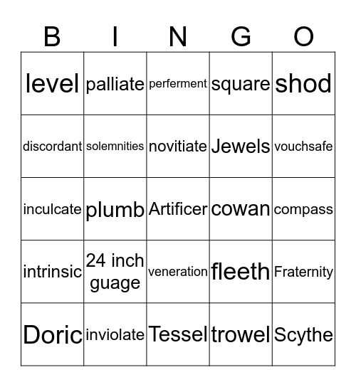 BL 400 Bingo Card